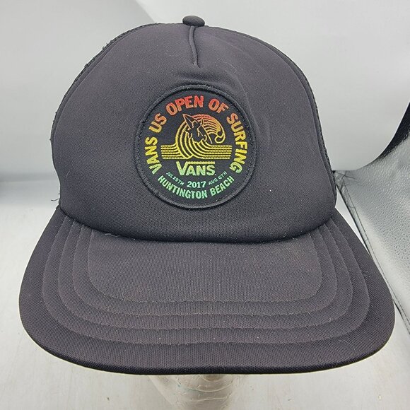 Vans 2017 US Open Of Surfing Huntington Beach Hat Black Snapback Mesh Trucker - Picture 1 of 9